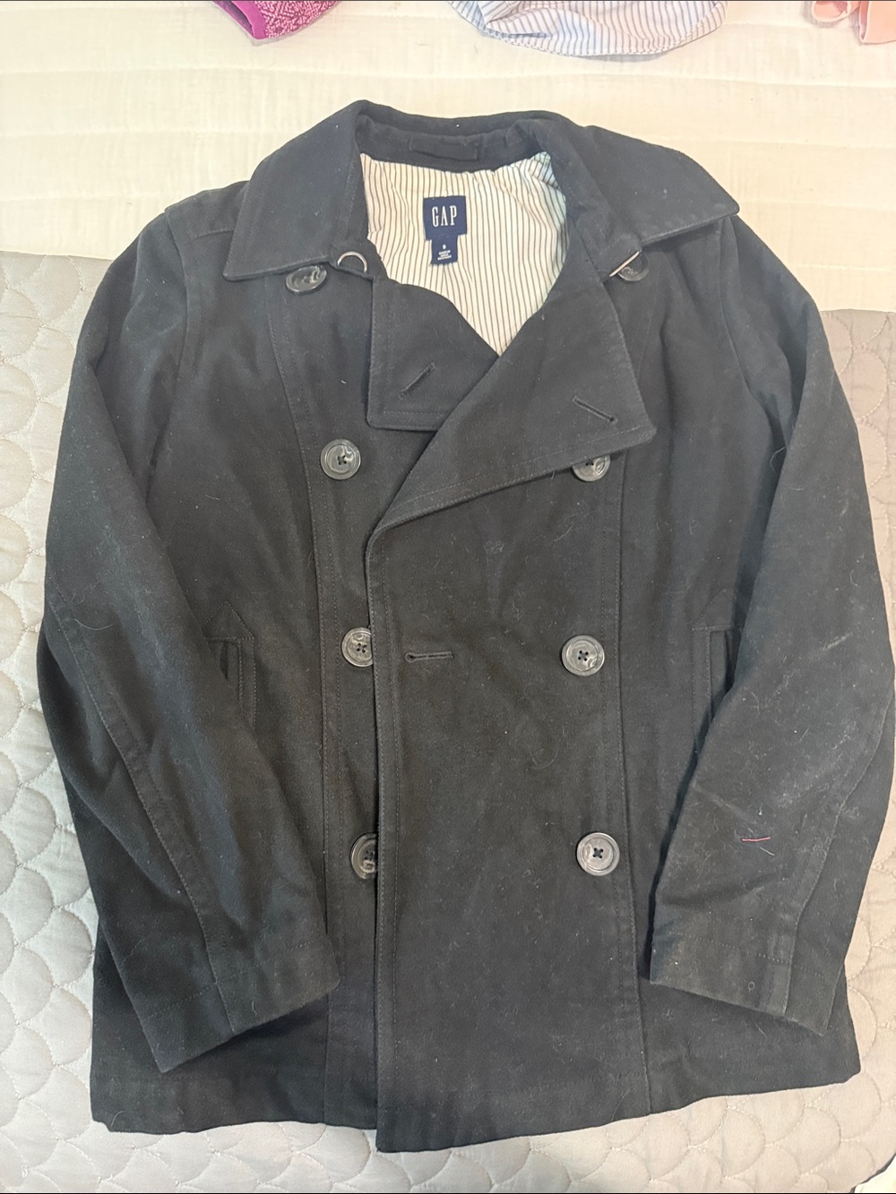 GAP Black Double-Breasted Pea Coat